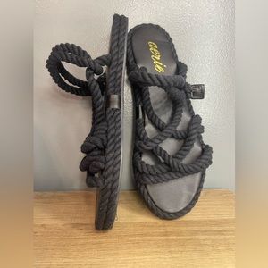 NWT Aerie Rope Sandals Women’s Black Size 8